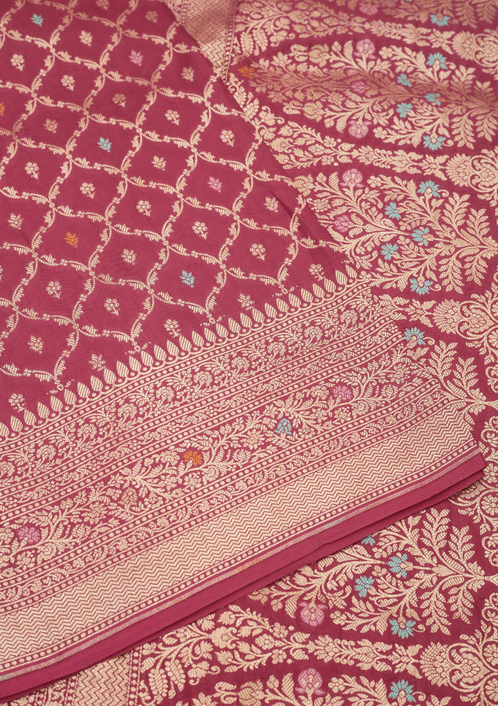 Rani Pink Zariwork Pure Silk Saree