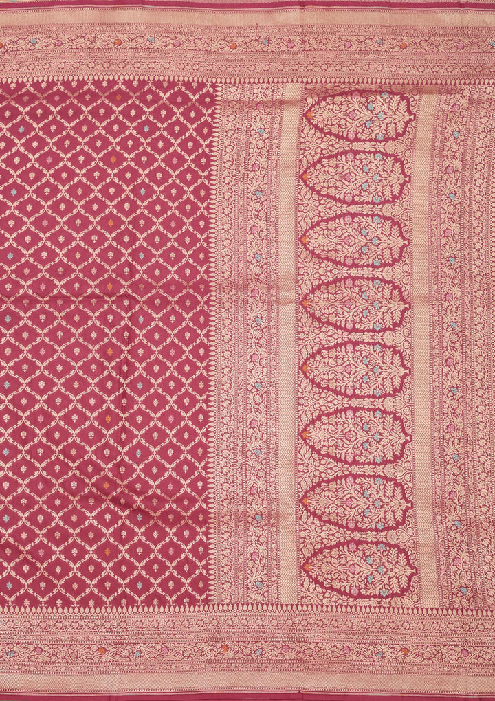 Rani Pink Zariwork Pure Silk Saree