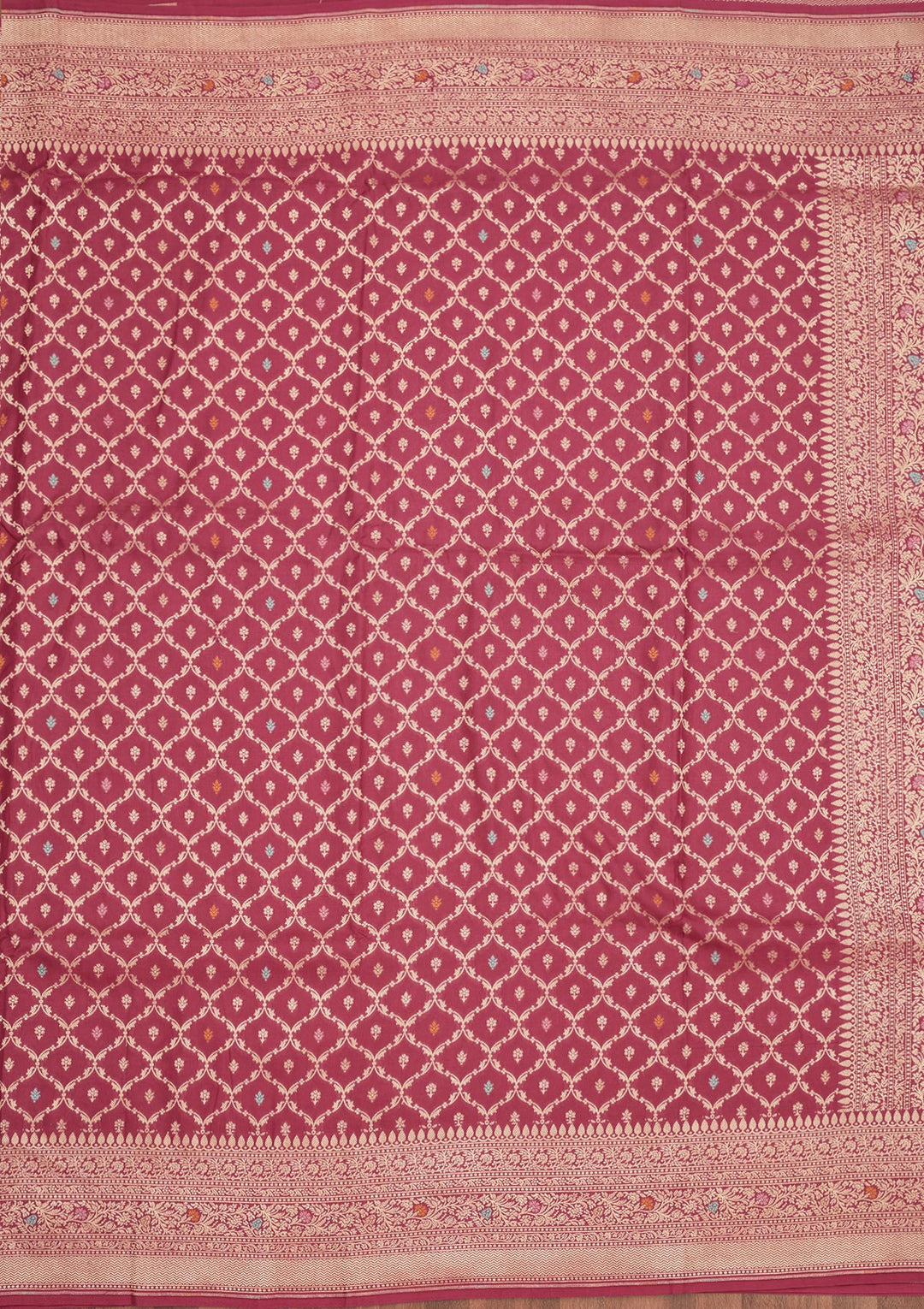 Rani Pink Zariwork Pure Silk Saree