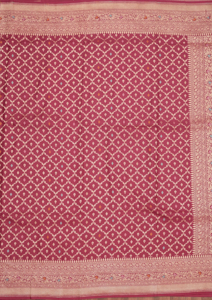 Rani Pink Zariwork Pure Silk Saree