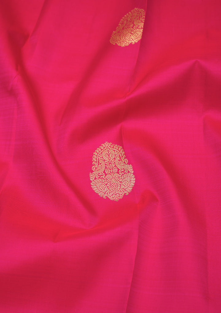 Rani Pink Zariwork Pure Silk Saree