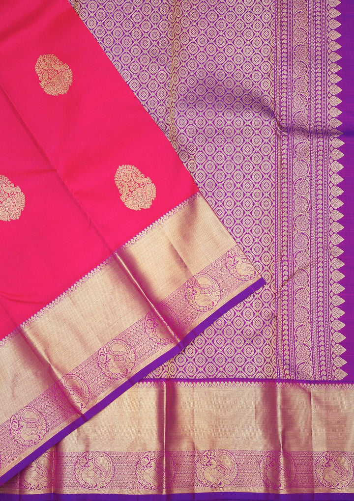 Rani Pink Zariwork Pure Silk Saree