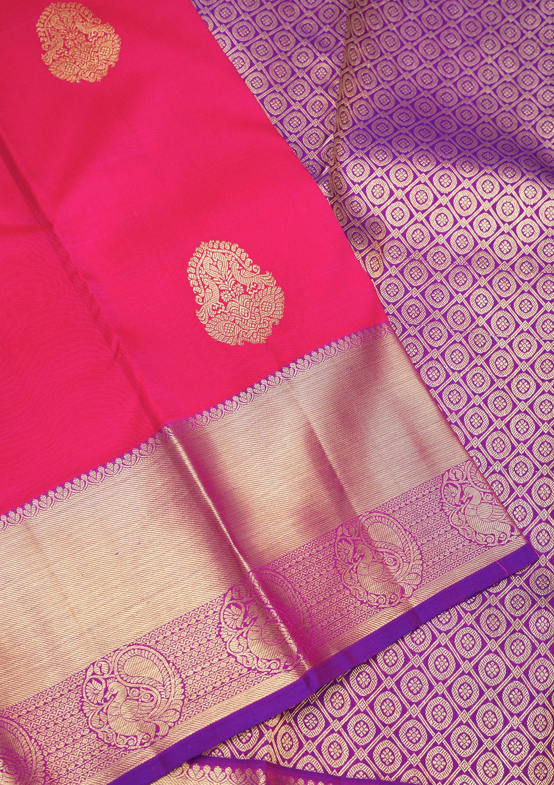 Rani Pink Zariwork Pure Silk Saree