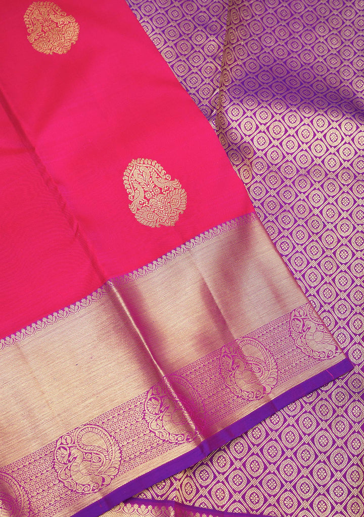 Rani Pink Zariwork Pure Silk Saree