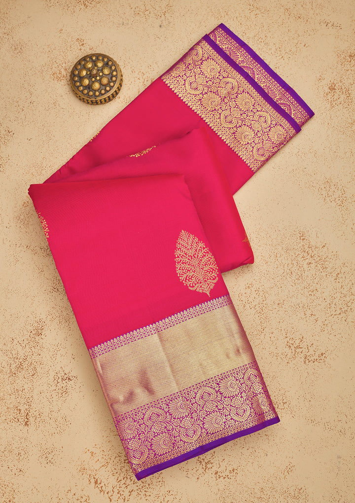 Rani Pink Zariwork Pure Silk Saree