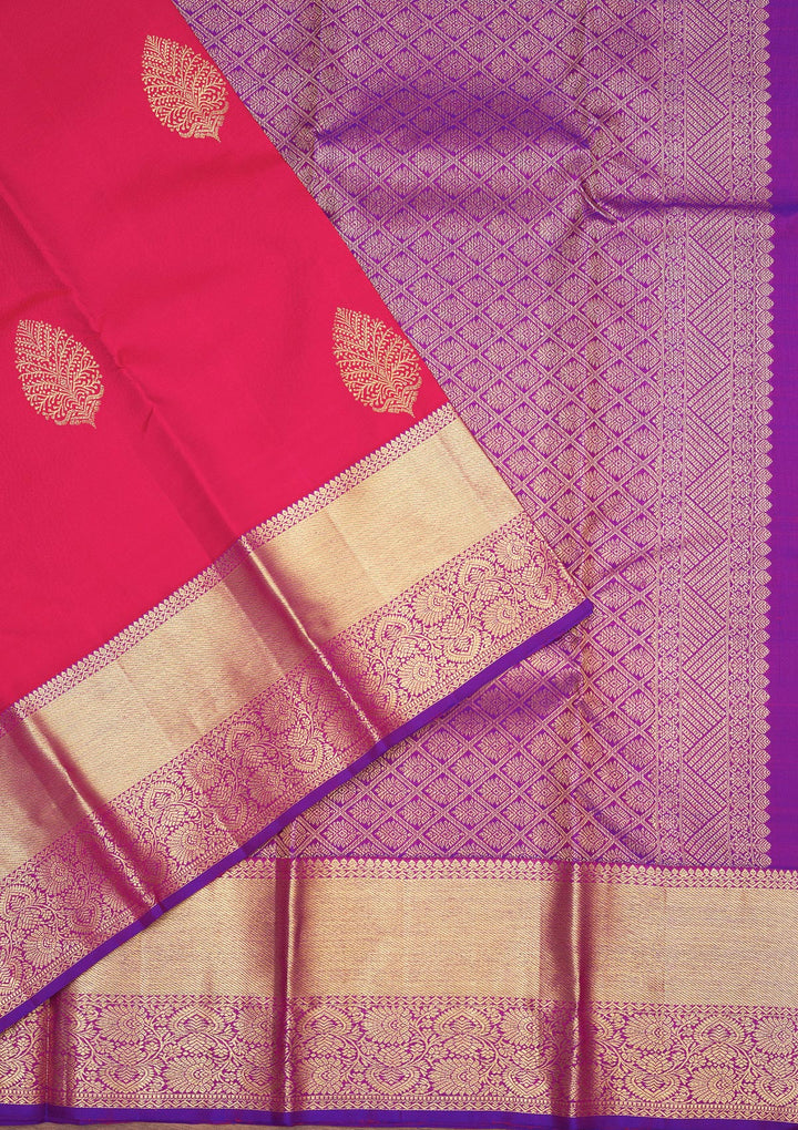 Rani Pink Zariwork Pure Silk Saree