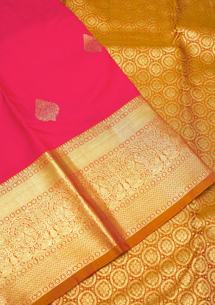 Rani Pink Zariwork Pure Silk Saree