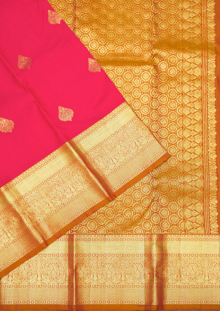Rani Pink Zariwork Pure Silk Saree