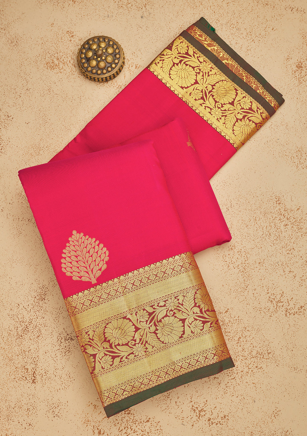 Rani Pink Zariwork Pure Silk Saree