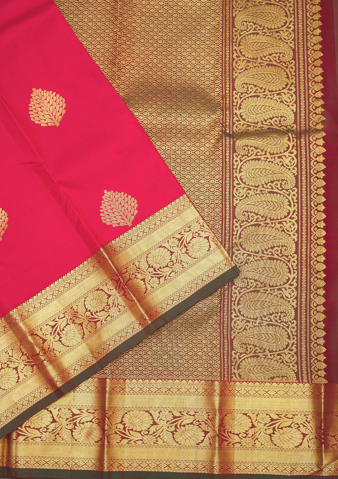 Rani Pink Zariwork Pure Silk Saree