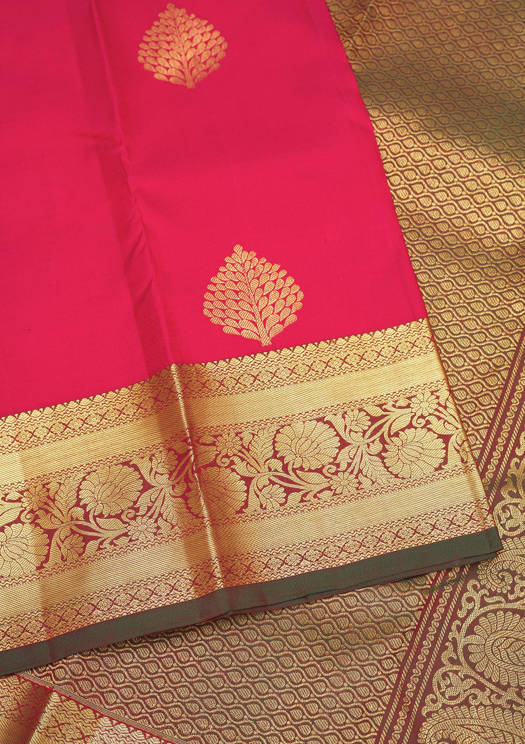 Rani Pink Zariwork Pure Silk Saree