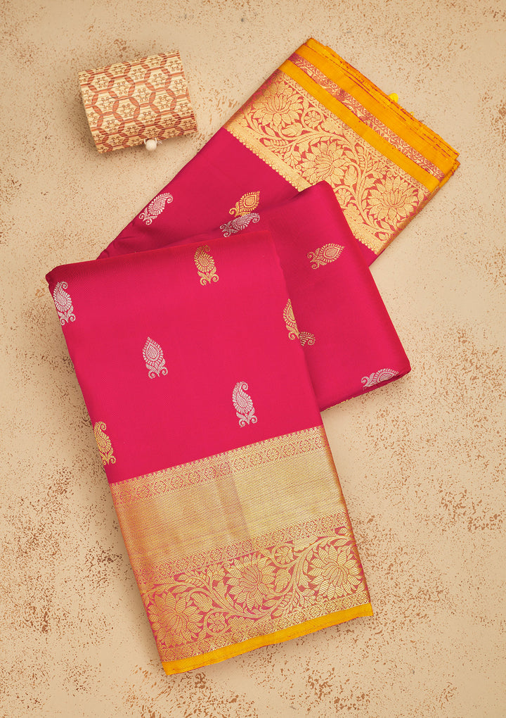 Rani Pink Zariwork Pure Silk Saree