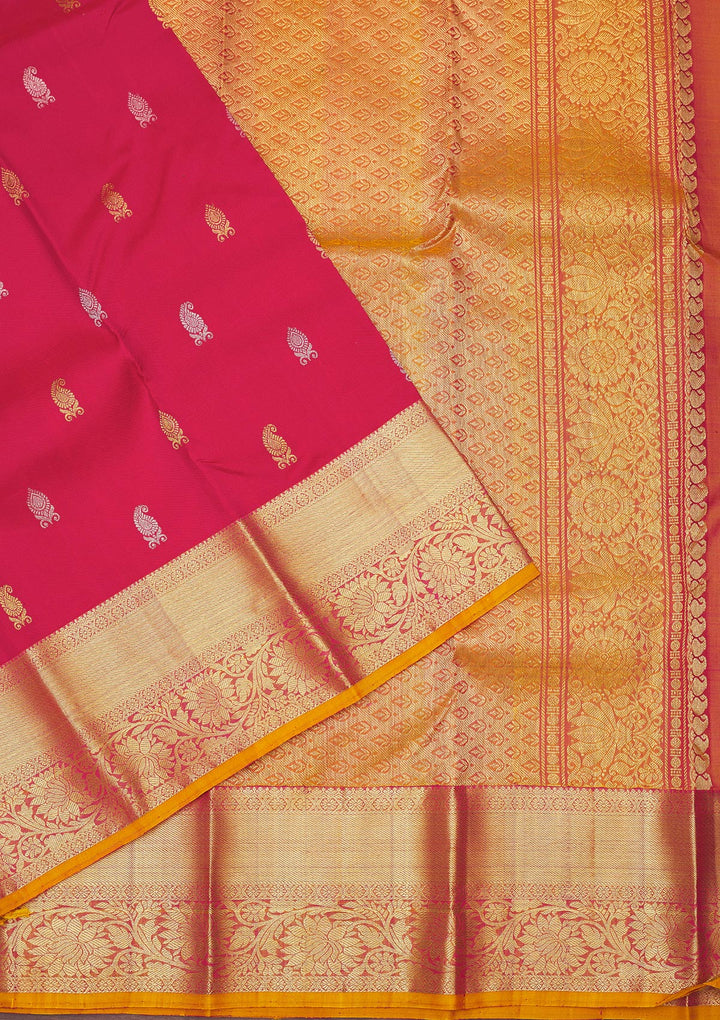 Rani Pink Zariwork Pure Silk Saree