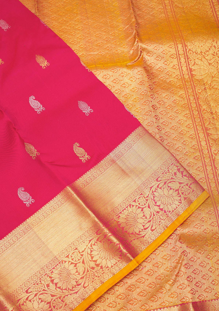 Rani Pink Zariwork Pure Silk Saree