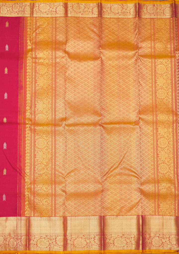 Rani Pink Zariwork Pure Silk Saree