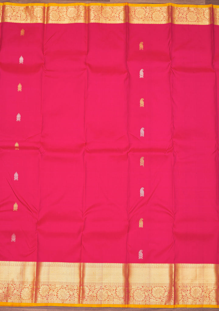 Rani Pink Zariwork Pure Silk Saree