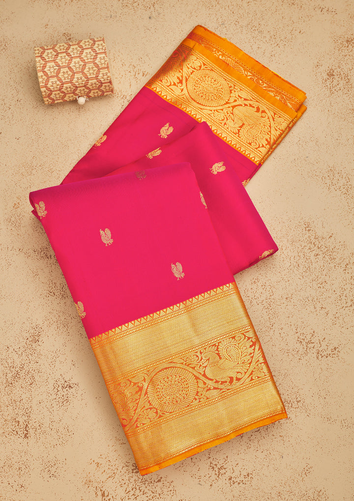 Rani Pink Zariwork Pure Silk Saree