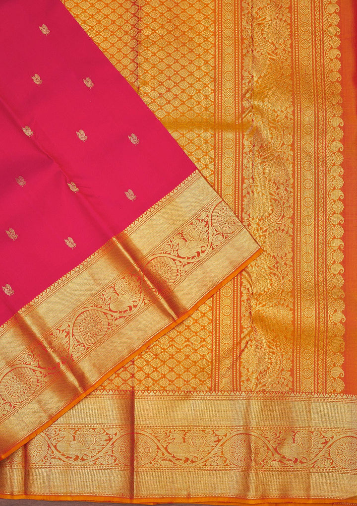 Rani Pink Zariwork Pure Silk Saree