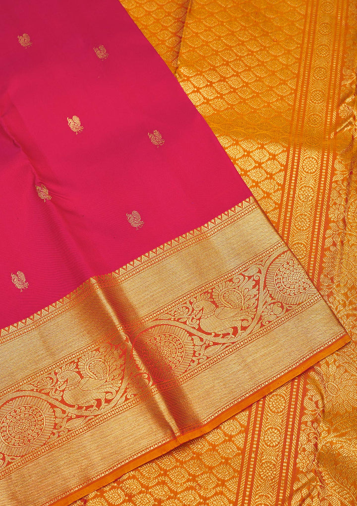 Rani Pink Zariwork Pure Silk Saree