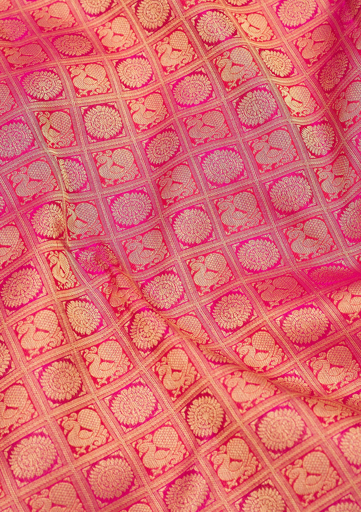Rani Pink Zariwork Pure Silk Saree