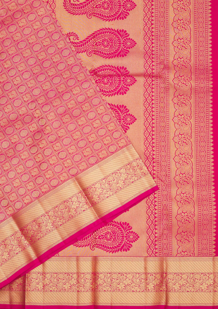 Rani Pink Zariwork Pure Silk Saree