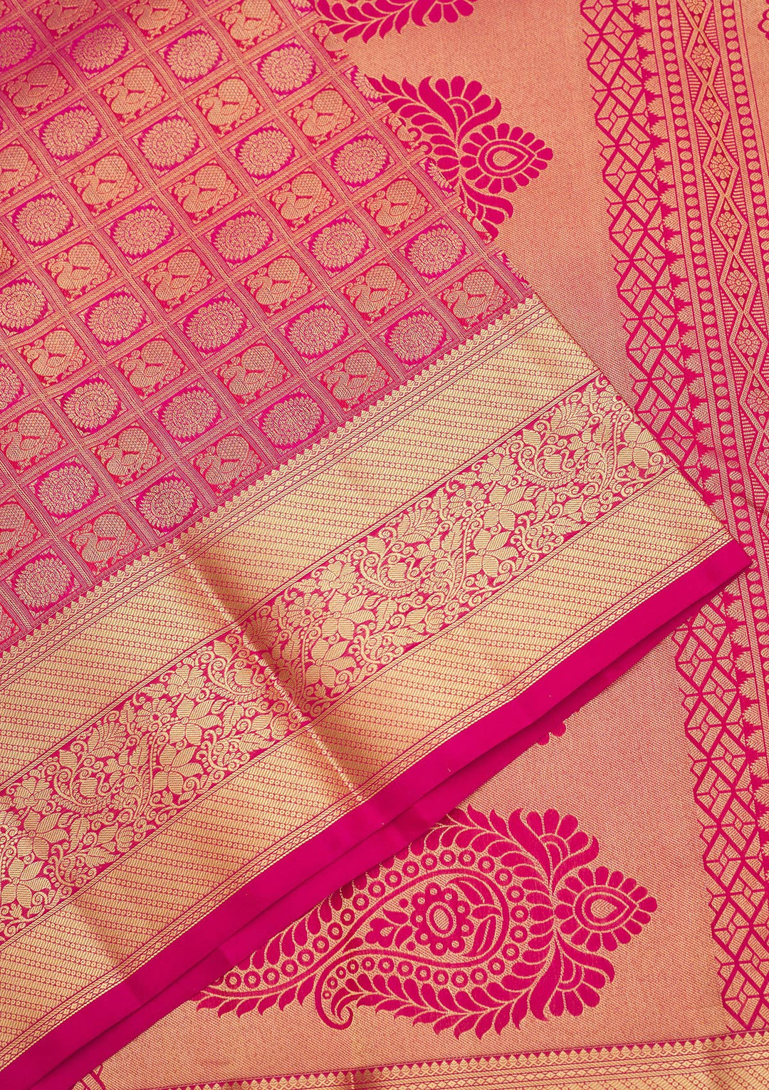Rani Pink Zariwork Pure Silk Saree