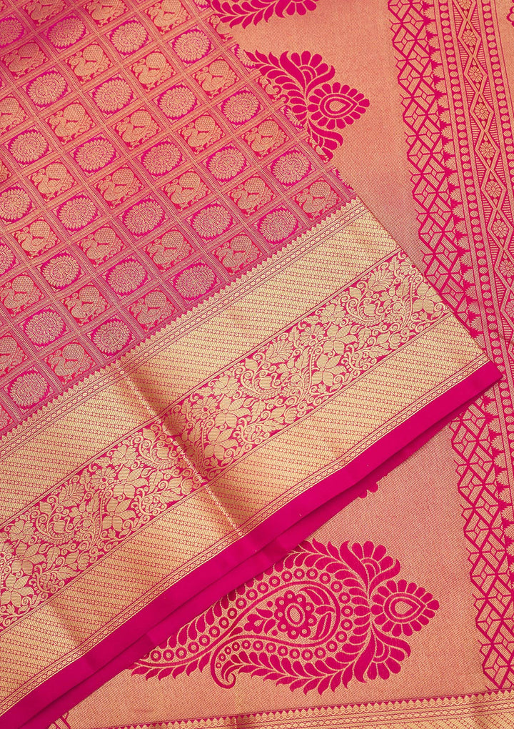 Rani Pink Zariwork Pure Silk Saree