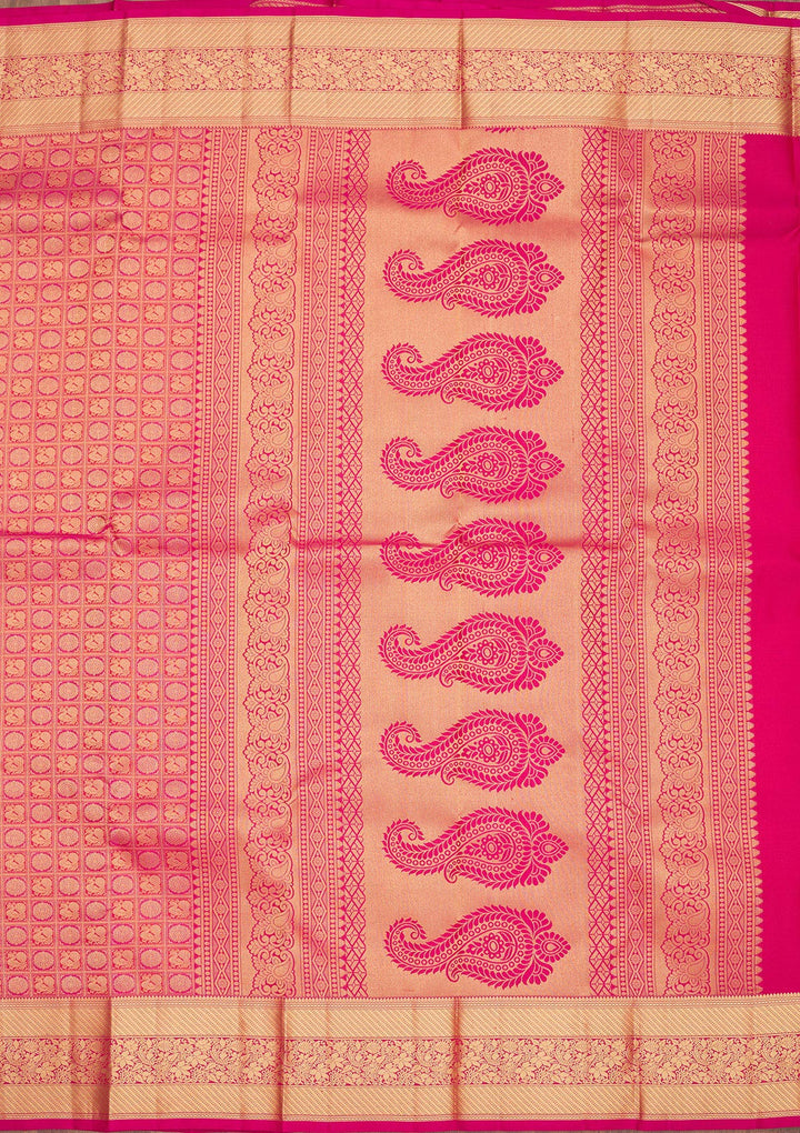Rani Pink Zariwork Pure Silk Saree