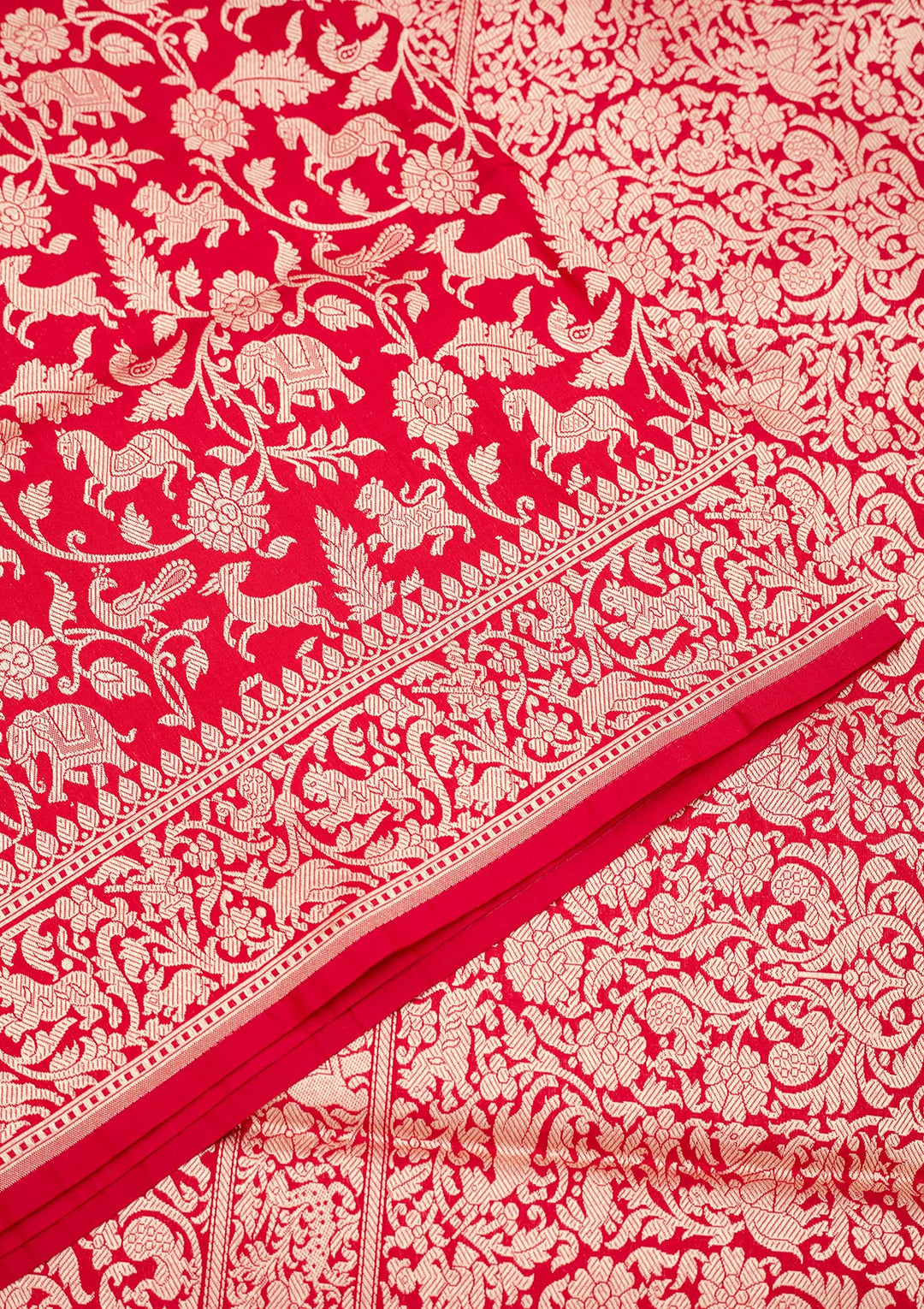 Rani Pink Zariwork Pure Silk Saree