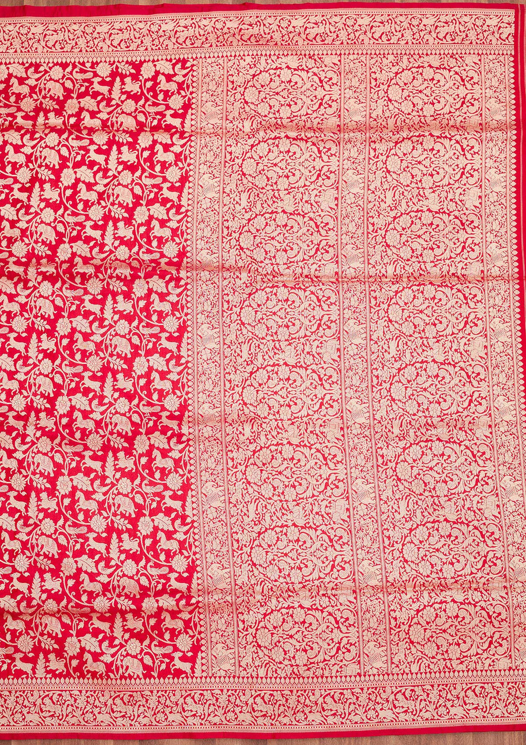 Rani Pink Zariwork Pure Silk Saree