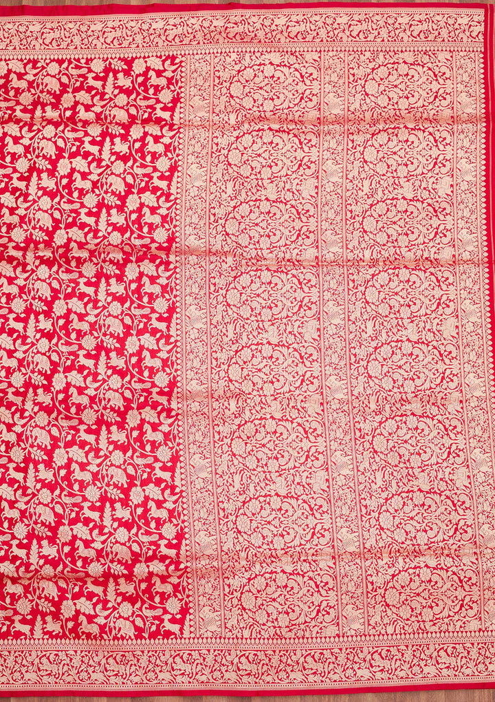 Rani Pink Zariwork Pure Silk Saree