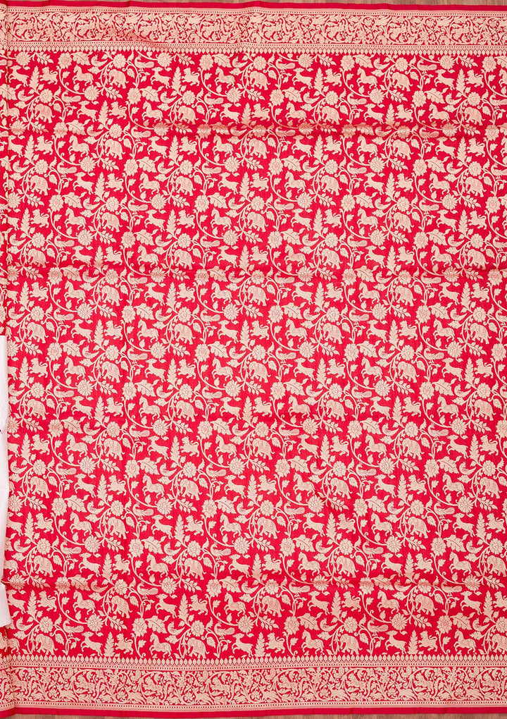 Rani Pink Zariwork Pure Silk Saree