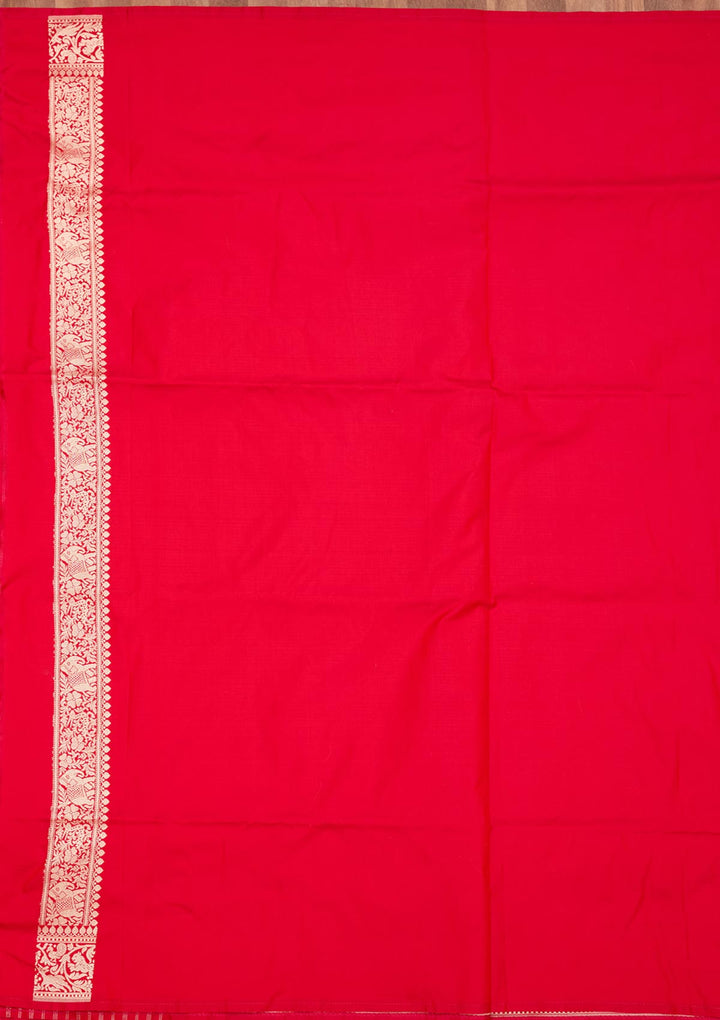 Rani Pink Zariwork Pure Silk Saree