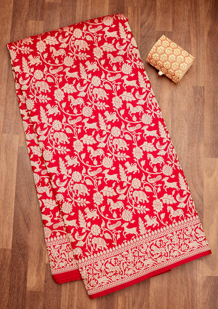 Rani Pink Zariwork Pure Silk Saree