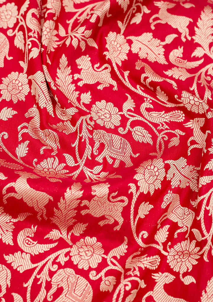 Rani Pink Zariwork Pure Silk Saree