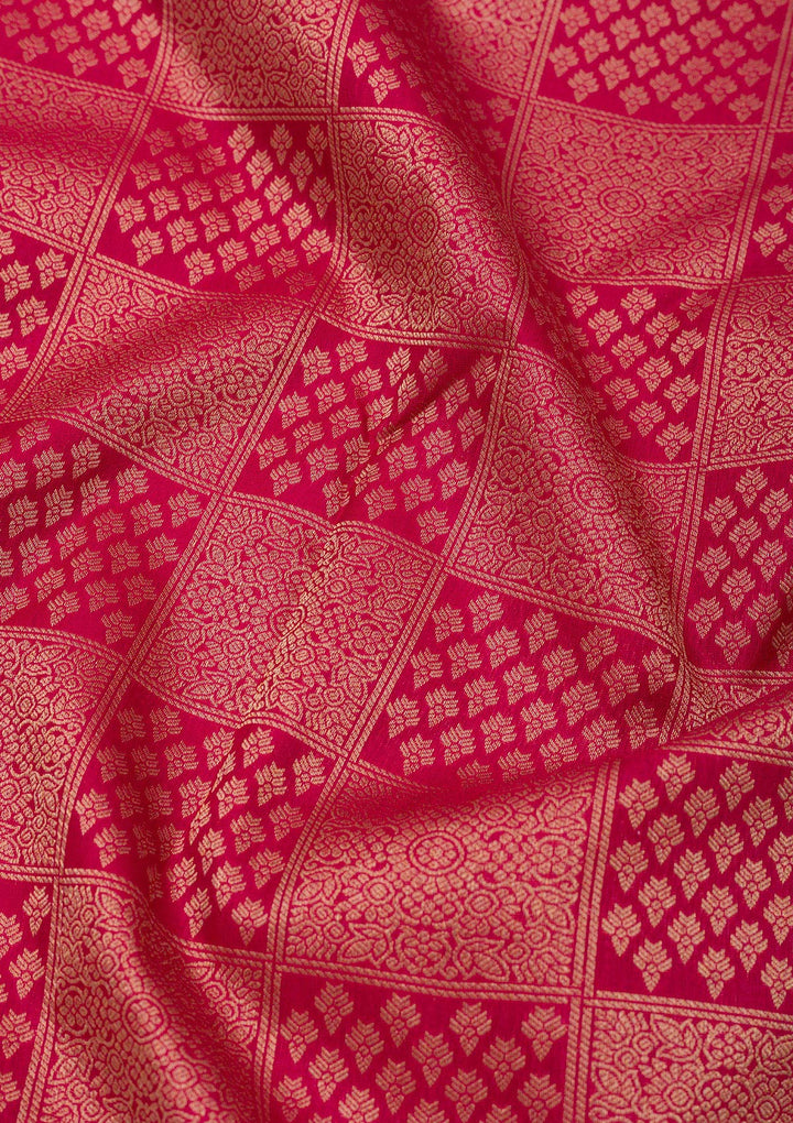 Rani Pink Zariwork Pure Silk Saree