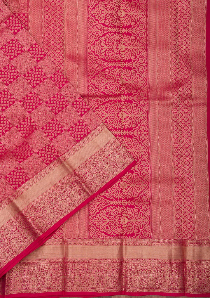 Rani Pink Zariwork Pure Silk Saree