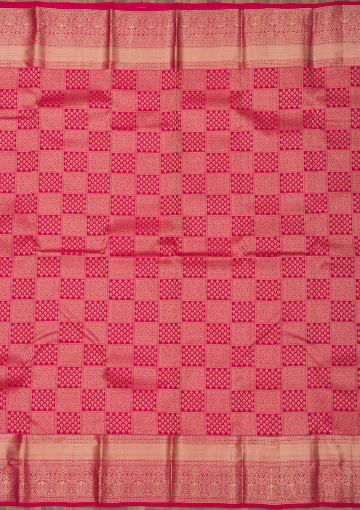 Rani Pink Zariwork Pure Silk Saree
