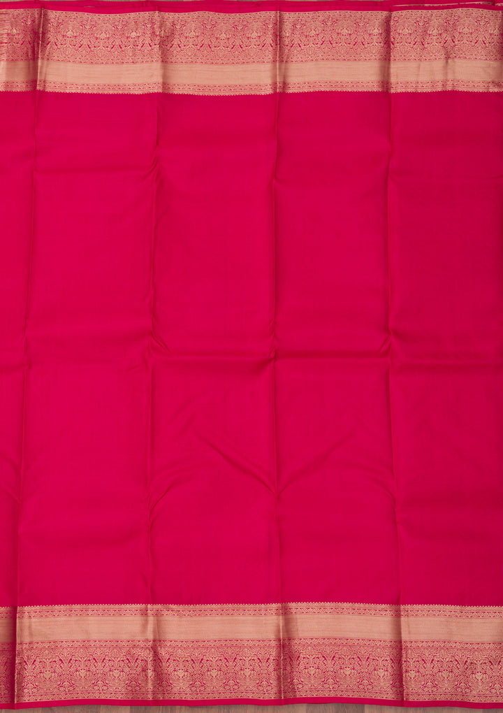 Rani Pink Zariwork Pure Silk Saree