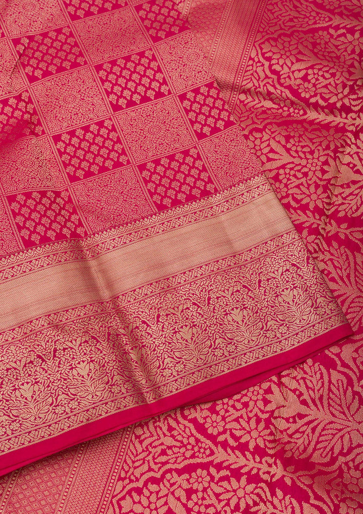 Rani Pink Zariwork Pure Silk Saree