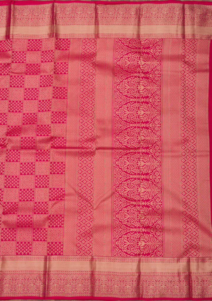 Rani Pink Zariwork Pure Silk Saree