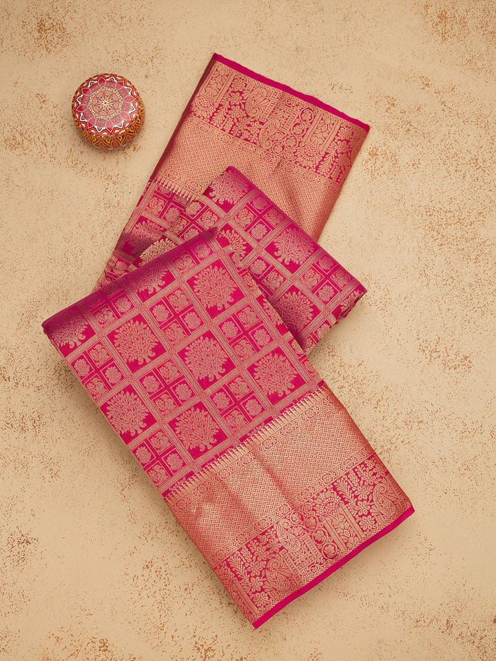 Rani Pink Zariwork Pure Silk Saree
