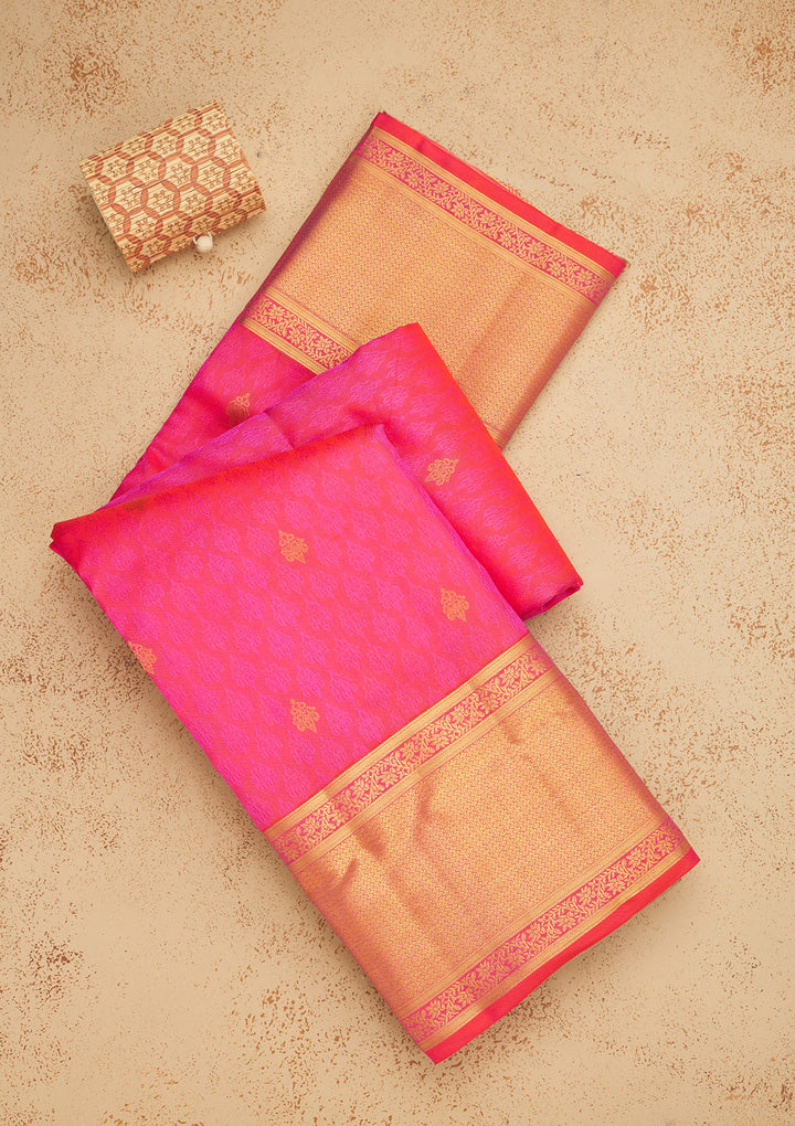 Rani Pink Zariwork Pure Silk Saree