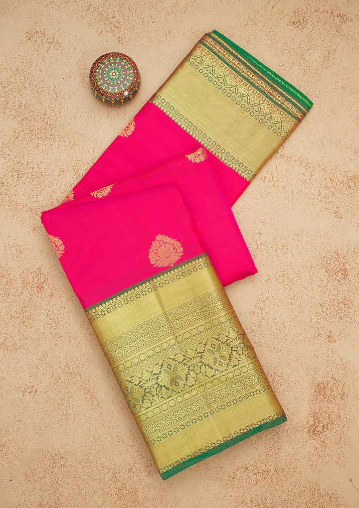 Rani Pink Zariwork Pure Silk Saree