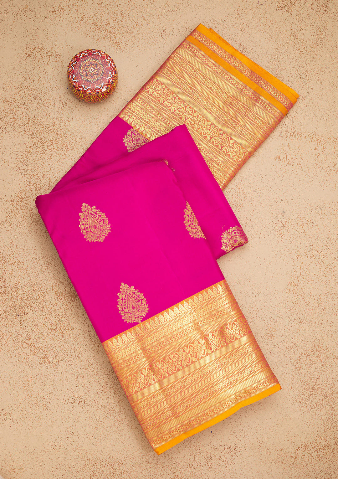 Rani Pink Zariwork Pure Silk Saree