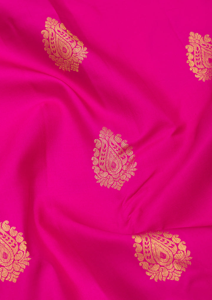 Rani Pink Zariwork Pure Silk Saree