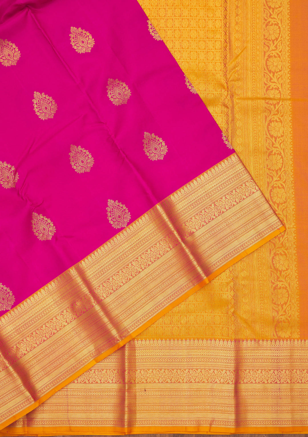 Rani Pink Zariwork Pure Silk Saree