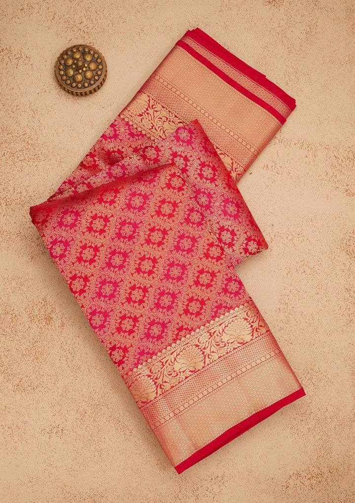 Rani Pink Zariwork Pure Silk Saree