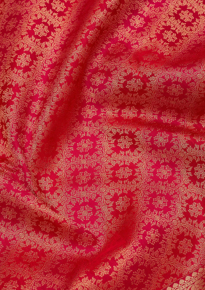 Rani Pink Zariwork Pure Silk Saree
