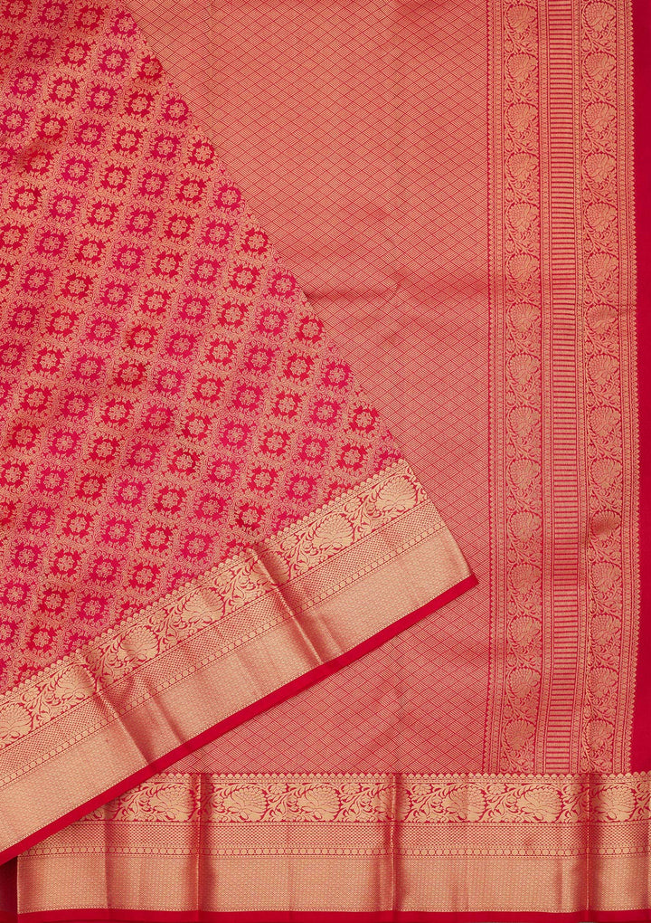 Rani Pink Zariwork Pure Silk Saree